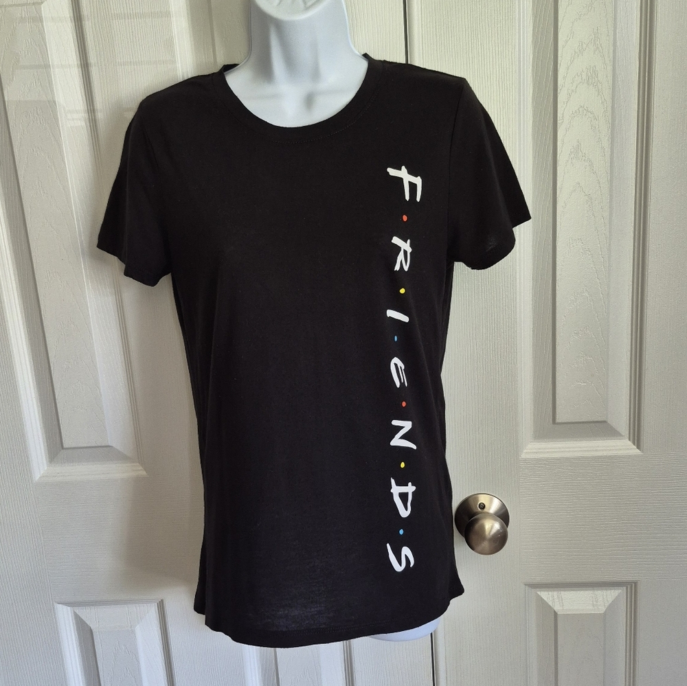 FRIENDS TV Show Logo Tee Shirt Black Shirt Sleeve Women's Size Medium